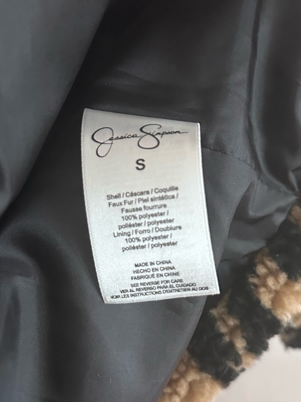 Jessica Simpson Carmen Coat Leopard Faux Fur Teddy Jacket Size Small - Picture 9 of 9